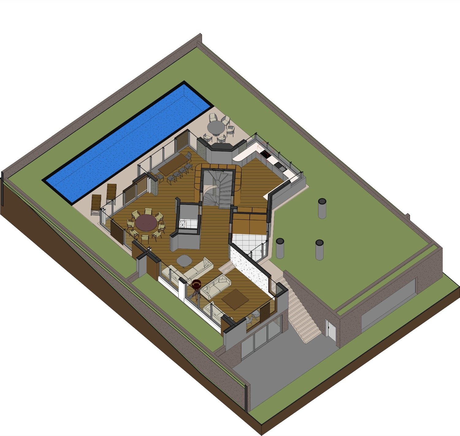 Ground floor section perspective
